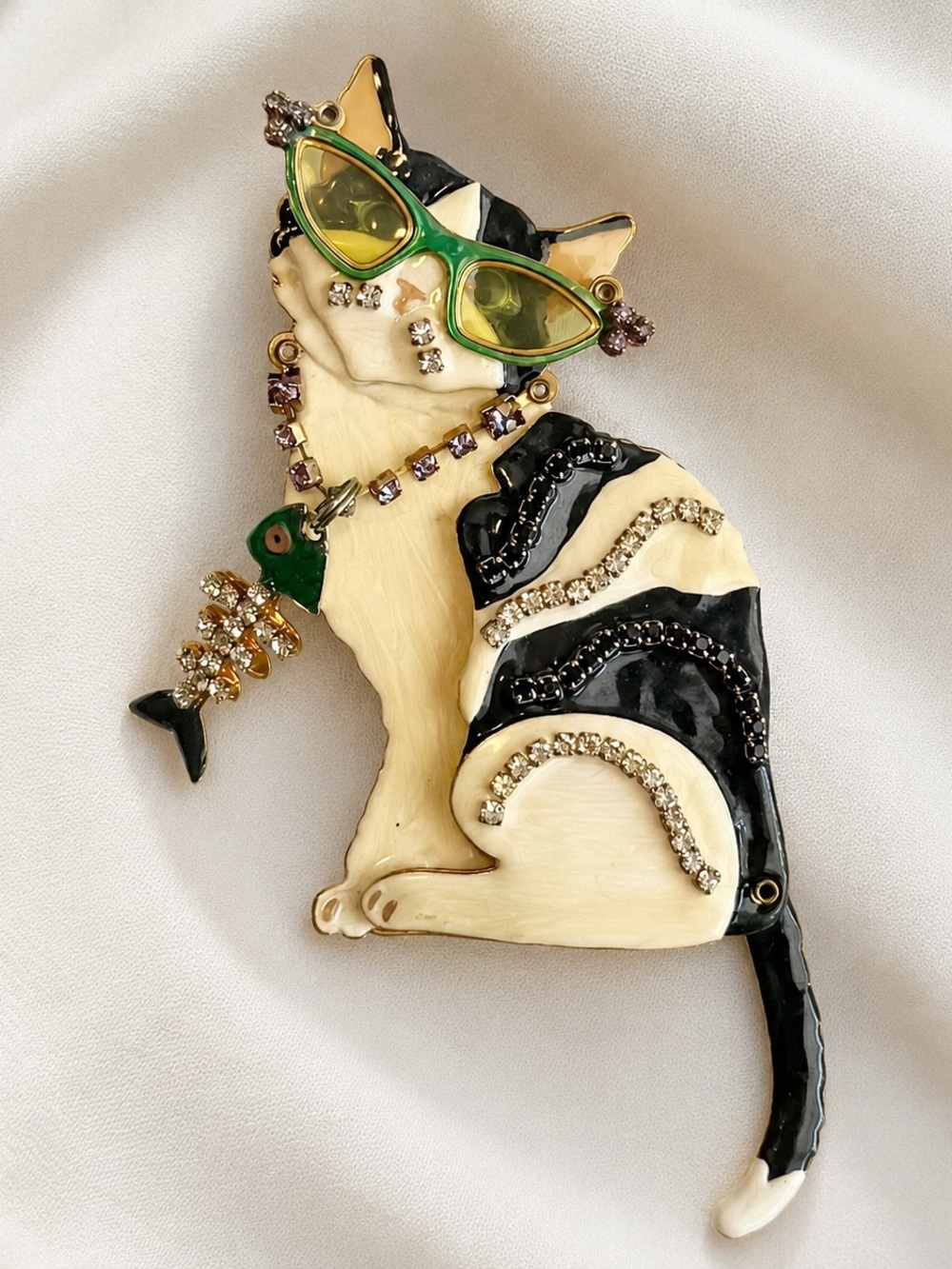 Vintage Iconic Signed Designer  "Glamour Puss" / "Cool Cat" Brooch Pin